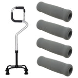 Maxbell 4x Reusable Foam Crutch Handles Grip Non Slip for Elderly Walking Aids 1.9cmx3.3cmx10.5cm Grey