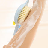 Maxbell Cartoon Cat Bath Brush Long Handle for Wet or Dry Brushing Bathing Showering Yellow