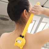 Maxbell Cartoon Cat Bath Brush Long Handle for Wet or Dry Brushing Bathing Showering Yellow