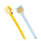 Maxbell Cartoon Cat Bath Brush Long Handle for Wet or Dry Brushing Bathing Showering Yellow