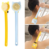 Maxbell Cartoon Cat Bath Brush Long Handle for Wet or Dry Brushing Bathing Showering Yellow