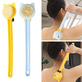 Maxbell Cartoon Cat Bath Brush Long Handle for Wet or Dry Brushing Bathing Showering Yellow