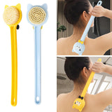 Maxbell Cartoon Cat Bath Brush Long Handle for Wet or Dry Brushing Bathing Showering Yellow