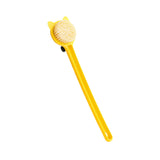 Maxbell Cartoon Cat Bath Brush Long Handle for Wet or Dry Brushing Bathing Showering Yellow