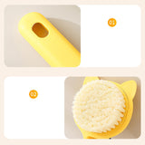 Maxbell Cartoon Cat Bath Brush Long Handle for Wet or Dry Brushing Bathing Showering Yellow