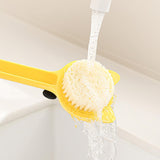 Maxbell Cartoon Cat Bath Brush Long Handle for Wet or Dry Brushing Bathing Showering Yellow