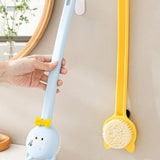 Maxbell Cartoon Cat Bath Brush Long Handle for Wet or Dry Brushing Bathing Showering Yellow