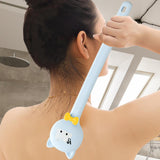 Maxbell Cartoon Cat Bath Brush Long Handle for Wet or Dry Brushing Bathing Showering Blue