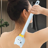 Maxbell Cartoon Cat Bath Brush Long Handle for Wet or Dry Brushing Bathing Showering Blue