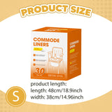 Maxbell 30Pcs Bedside Commode Liners for Adult Trash Bags Camping Toilet Seat Liners Orange 48cmx38cm