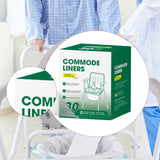 Maxbell 30Pcs Bedside Commode Liners for Adult Trash Bags Camping Toilet Seat Liners Green 52cmx38cm