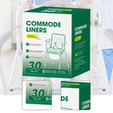 Maxbell 30Pcs Bedside Commode Liners for Adult Trash Bags Camping Toilet Seat Liners Green 52cmx38cm