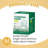Maxbell 30Pcs Bedside Commode Liners for Adult Trash Bags Camping Toilet Seat Liners Green 52cmx38cm