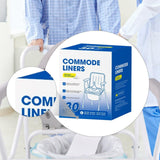 Maxbell 30Pcs Bedside Commode Liners for Adult Trash Bags Camping Toilet Seat Liners Blue 52cmx55cm