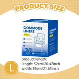 Maxbell 30Pcs Bedside Commode Liners for Adult Trash Bags Camping Toilet Seat Liners Blue 52cmx55cm