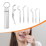 7 Pieces Stainless Steel Toothpick with Holder for Traveling Cycling Travel