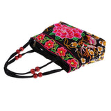 Maxbell 2Pcs Embroidery Travel Shoulder Bag Double Faced Flower Handmade Women Bag