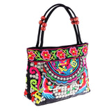 Maxbell 2x Embroidery Travel Shoulder Bag Double Faced Flower Handmade Women Bags