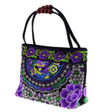 Maxbell 2Pcs Embroidery Travel Shoulder Bag Double Faced Flower Handmade Women Bags
