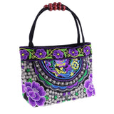 Maxbell 2Pcs Embroidery Travel Shoulder Bag Double Faced Flower Handmade Women Bags