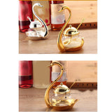 Maxbell Kitchen Home Glass Spice Jar Condiment Salt Coffee Sugar Container Gold