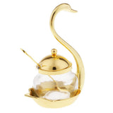 Maxbell Kitchen Home Glass Spice Jar Condiment Salt Coffee Sugar Container Gold