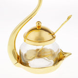 Maxbell Kitchen Home Glass Spice Jar Condiment Salt Coffee Sugar Container Gold