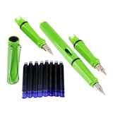 Maxbell Fountain Pen 0.5mm 0.38mm Nib with Ink Refill Office School Stationery Green