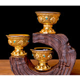 1 Piece Nepal Local Customs Hand Painting Fruit Tray Serving Food Dish Fine Copper Diameter 3.27inch. - Aladdin Shoppers