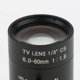 Maxbell CCTV Industrial Camera Varifocal 6-60mm Manual IRIS Zoom CS Mount Lens Format 1/3'' (Black) - Aladdin Shoppers