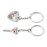 Maxbell 2Pcs Set Romantic I Love You Heart Key Pendant Keychain Couple Keyring