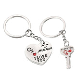 Maxbell 2Pcs Set Romantic I Love You Heart Key Pendant Keychain Couple Keyring