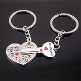 Maxbell 2Pcs Set Romantic I Love You Heart Key Pendant Keychain Couple Keyring