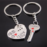 Maxbell 2Pcs Set Romantic I Love You Heart Key Pendant Keychain Couple Keyring