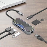 Maxbell USB Hub Aluminum Alloy PD 100W Laptop Docking Station 7 in 1 Docking Station