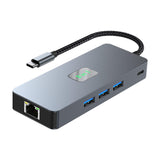 Maxbell USB 3.0 Hub Stable Aluminum Alloy 4K/120Hz USB Splitter 1 in 8 Out USB C Hub