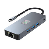 Maxbell USB 3.0 Hub Stable Aluminum Alloy 4K/120Hz USB Splitter 1 in 8 Out USB C Hub