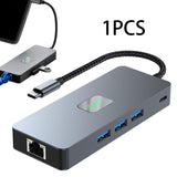 Maxbell USB 3.0 Hub Stable Aluminum Alloy 4K/120Hz USB Splitter 1 in 8 Out USB C Hub