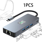 Maxbell USB 3.0 Hub Stable Aluminum Alloy 4K/120Hz USB Splitter 1 in 8 Out USB C Hub