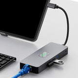 Maxbell USB 3.0 Hub Stable Aluminum Alloy 4K/120Hz USB Splitter 1 in 8 Out USB C Hub