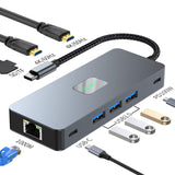 Maxbell USB 3.0 Hub Stable Aluminum Alloy 4K/120Hz USB Splitter 1 in 8 Out USB C Hub