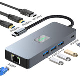 Maxbell USB 3.0 Hub Stable Aluminum Alloy 4K/120Hz USB Splitter 1 in 8 Out USB C Hub