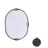 Maxbell 60x90cm Portable Oval Light Reflector Reflective Fabric Lightweight Foldable Silver and White