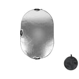 Maxbell 60x90cm Portable Oval Light Reflector Reflective Fabric Lightweight Foldable Silver and White