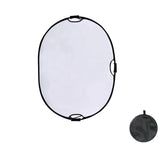 Maxbell 60x90cm Portable Oval Light Reflector Reflective Fabric Lightweight Foldable Silver and White