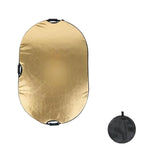 Maxbell 60x90cm Portable Oval Light Reflector Reflective Fabric Lightweight Foldable Golden and Silver