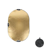 Maxbell 60x90cm Portable Oval Light Reflector Reflective Fabric Lightweight Foldable Golden and Silver