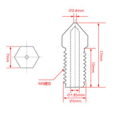 Maxbell 3D Printer Nozzle High Performance Smooth Inner Wall Easy Installation 0.4mm Stainless Steel