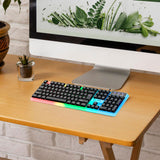 Maxbell Mechanical Gaming Keyboard PC Nonslip Women Men Waterproof USB Wired 104 Key BLack