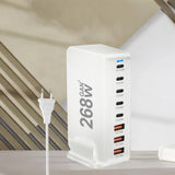 Maxbell 268W USB C Charger PD Charger 8 Ports Desktop Adapter USB C Charging Station White